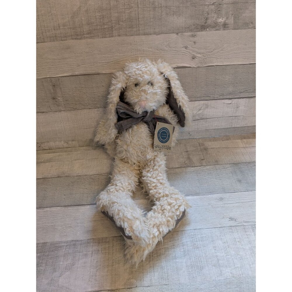 J.B. Bean & Associates Cream Plush Bunny With Plaid Bow & Paws Zelda Fitzhare 16